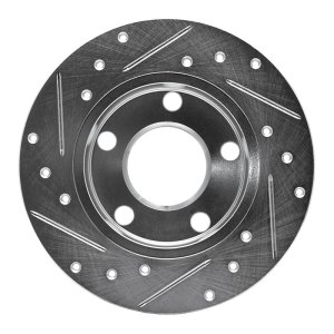 Audi 5000CS Turbo Quattro Brake Rotor (1) - Rear Right - R1 Concepts - Drilled & Slotted - Silver - `85-`00